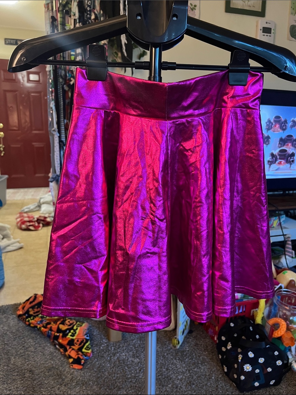 Metallic Fuchsia Circle Skirt - Flared Skater Style